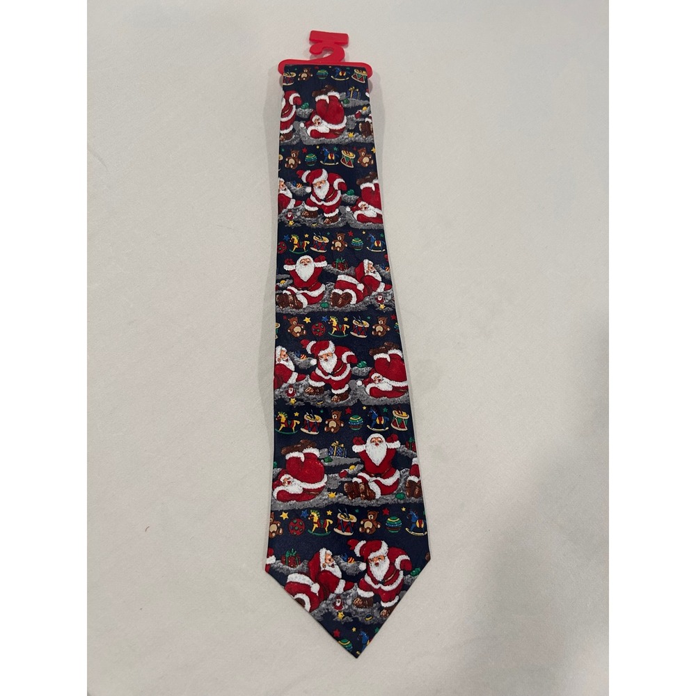 Jingle Bells Mens Christmas Necktie Santa Claus Vintage‎ Toys Blue Holiday Tie
